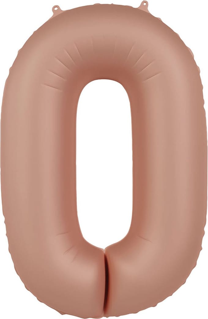 Folieballon Cijfer 0 - Vintage Rose - Ultra Matt - 86 cm