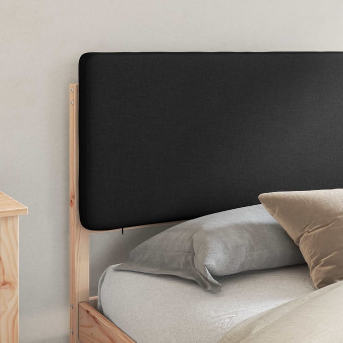 vidaXL - Bedframe - met - Gevoerde - Hoofdbord - Zwart - 200 - x - 200 - cm