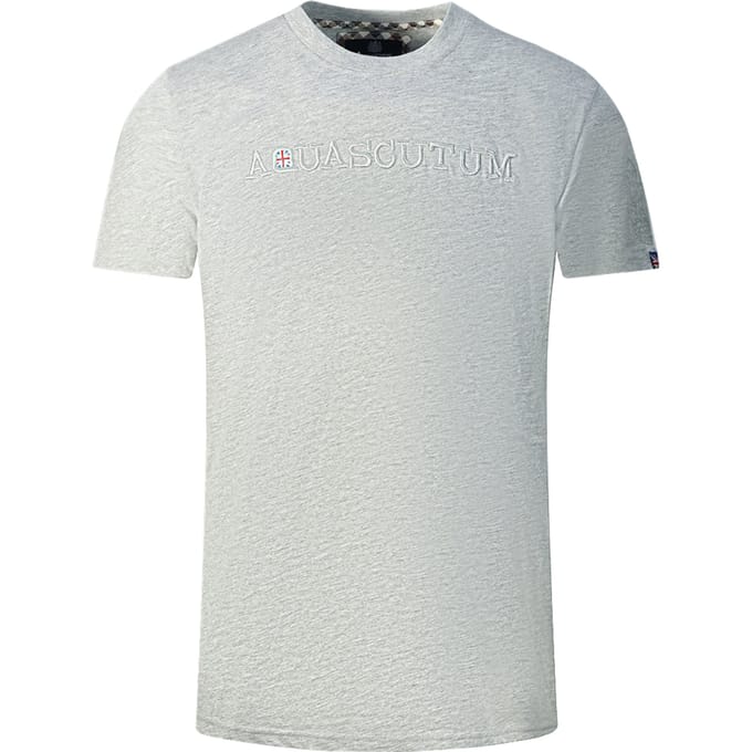 Aquascutum Brand Embossed Logo Grey T-Shirt