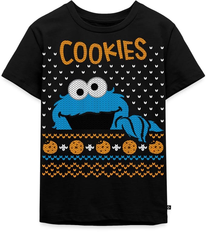 Sesamstraat Koekiemonster Cookies Lelijk Kerst Premium T Shirt Kinderen