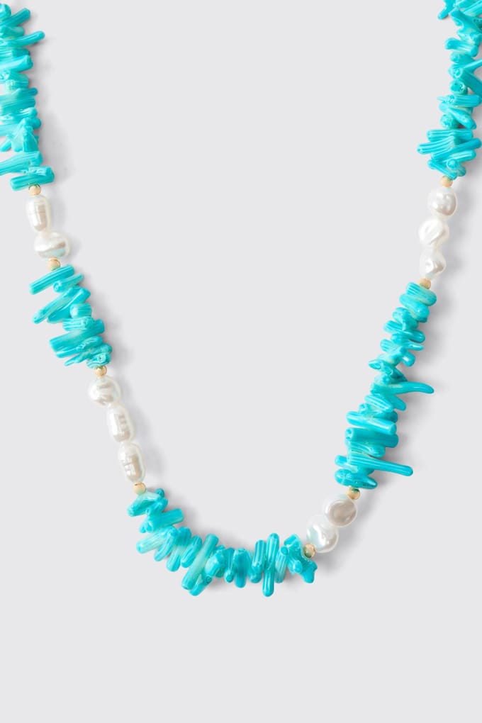 Kralenketting Met Schelp & Parel | Turquoise