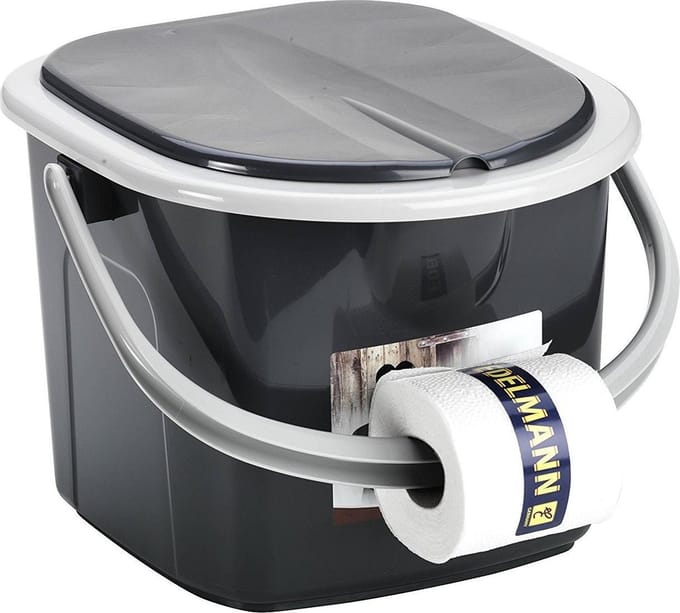 Branq Toiletemmer Draagbaar met Deksel - 15,5L - Antraciet