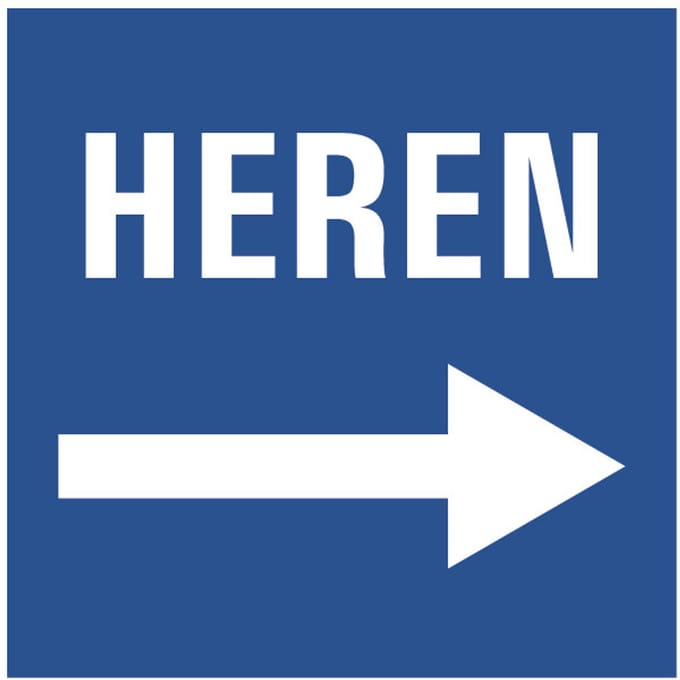 WC deur sticker heren rechts 100 x 100 mm