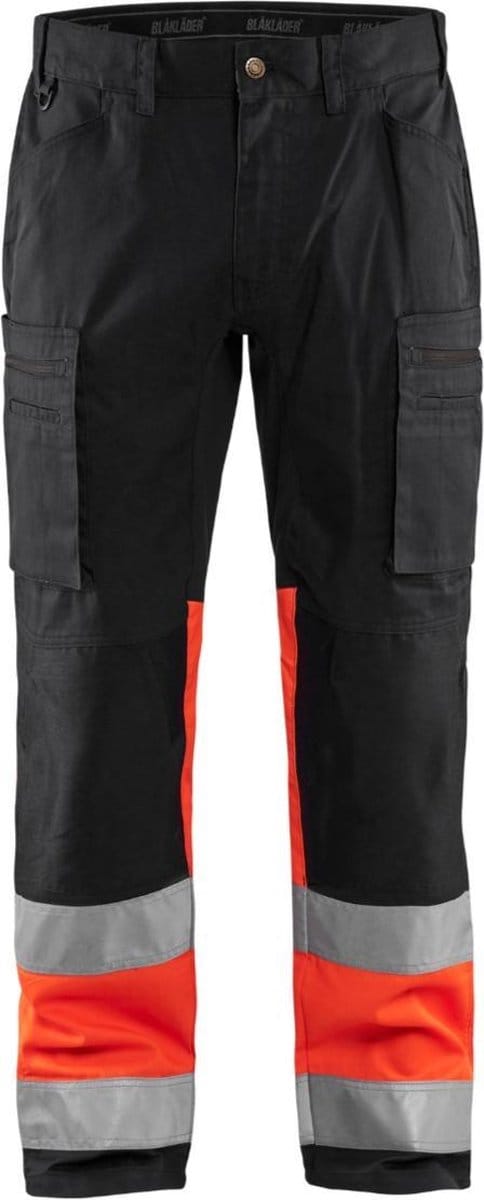Blaklader Werkbroek met stretch High Vis 1551-1811 - Zwart/High Vis Rood - C64