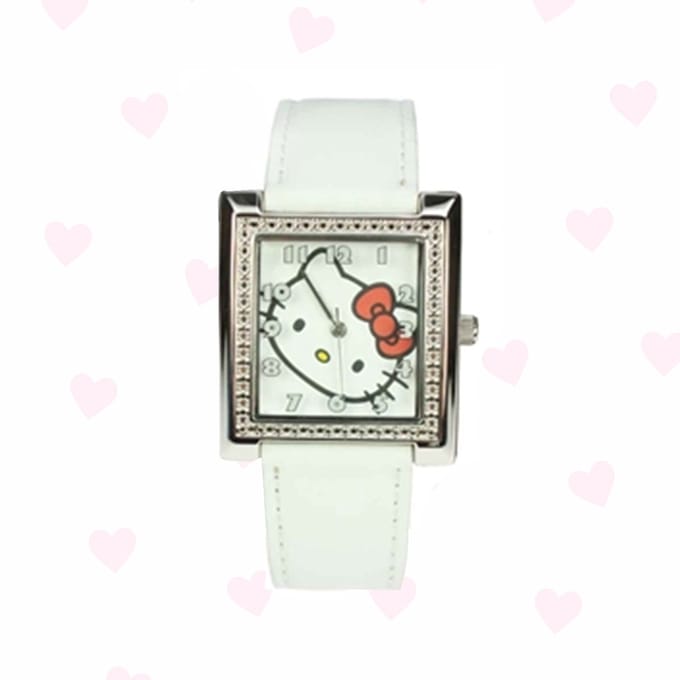 Hello Kitty Horloge Vierkant Wit