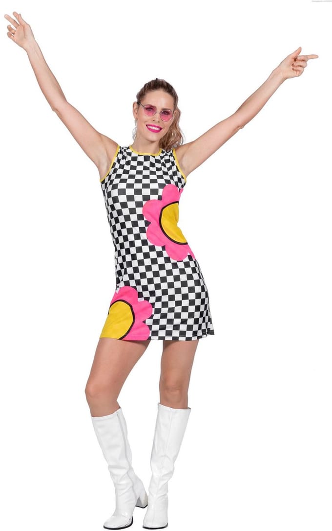Geblokt Jaren 60 Flower Power Geblokt - Vrouw