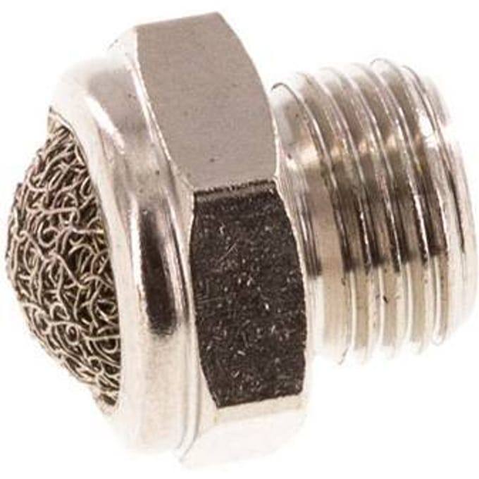 G1/8'' Vernikkeld Messing Compact Pneumatische Geluiddemper 1.4301 Draadgaas [10 Stuks]
