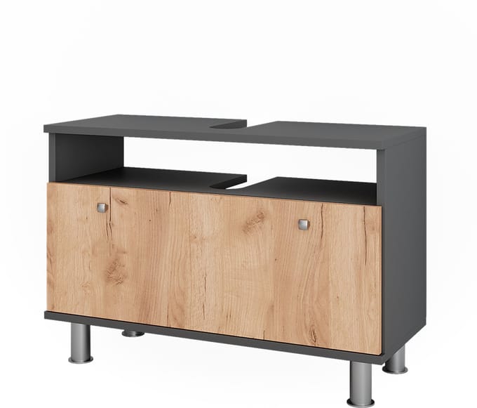 Vicco Fynn Wastafelonderkast – 80.2 x 54 cm met lade Antraciet/gouden eik