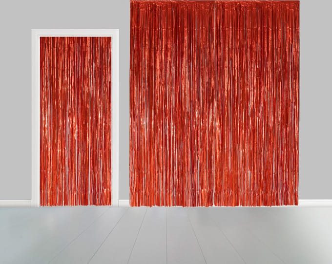 2x Deurgordijn Rood 1 x 2,4 meter Vlamvertragend - Feest Thema Party