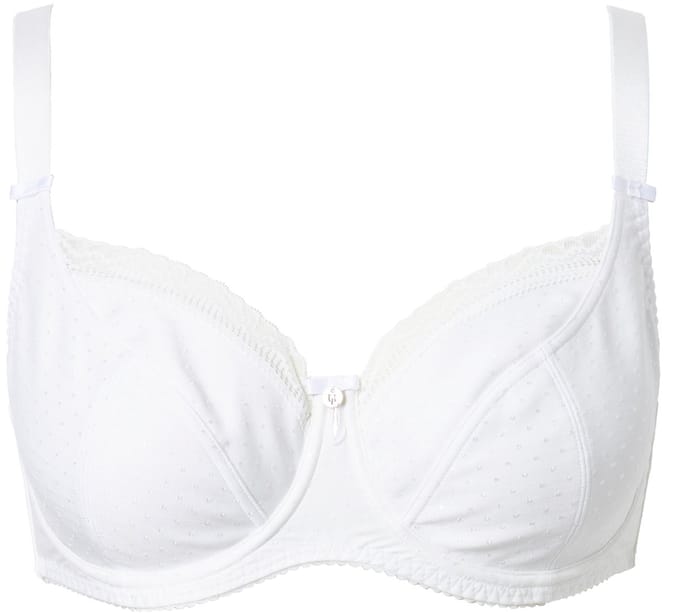 Ulla Popken - Dames - Beugelbeha jacquard kanten rand - Off-white - Maat 105E