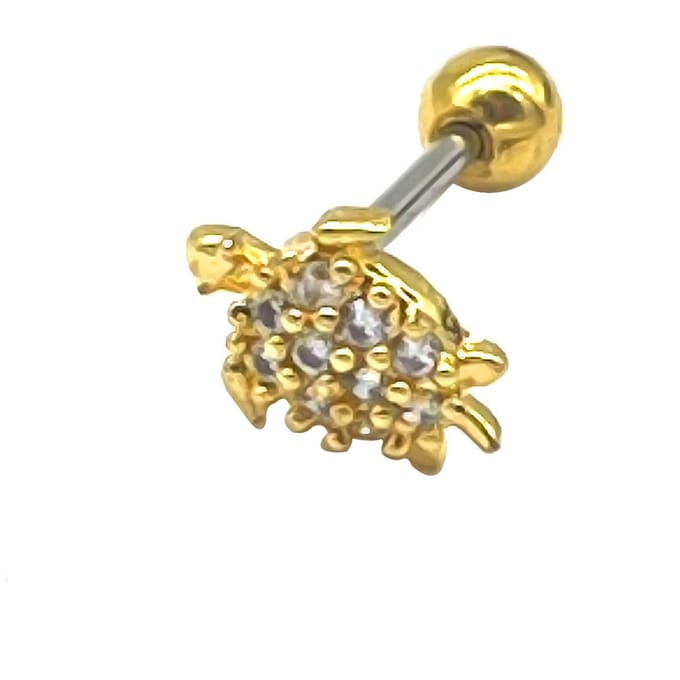 Oorpiercing Schildpad - RVS - 7 mm - Goudkleurig