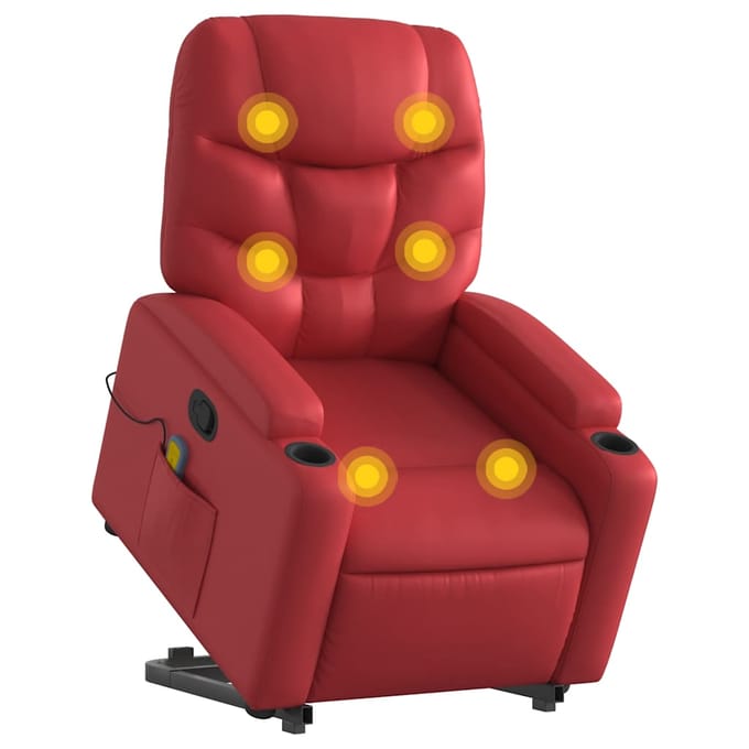 vidaXL - Sta-op-massagestoel - verstelbaar - kunstleer - rood