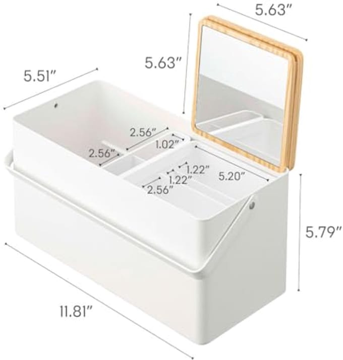 Makeup Box Met Spiegel en Handgreep - Stijlvolle Opbergruimte voor Make-up