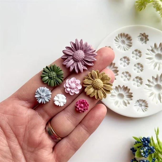 1 moule en silicone fleur moule de moulage bouquet décoration DIY chocolat sucre résine bougie moule 3D outils d'artisanat blanc