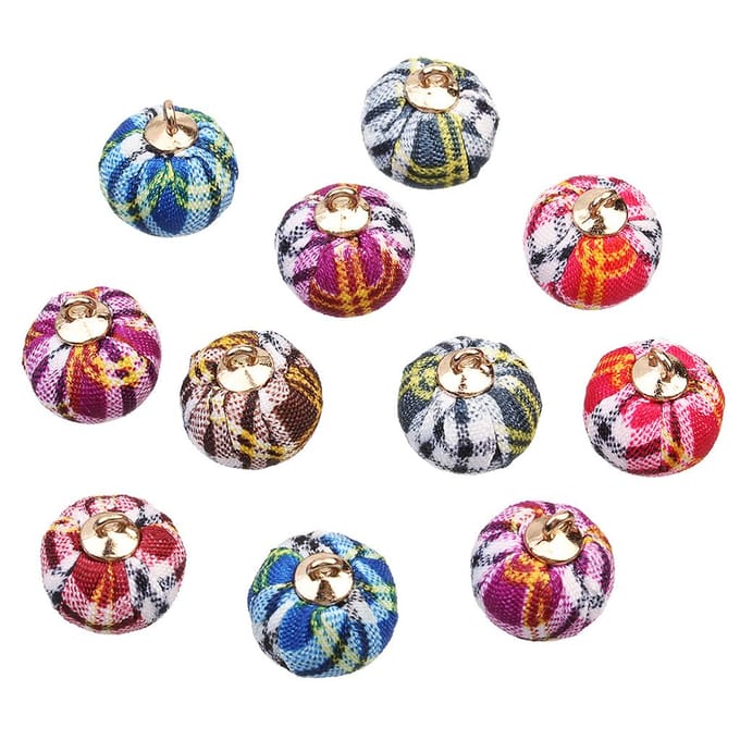 24 stuks meerkleurige, met stof beklede kralenbedels, ronde balhanger as described veelkleurige kleur