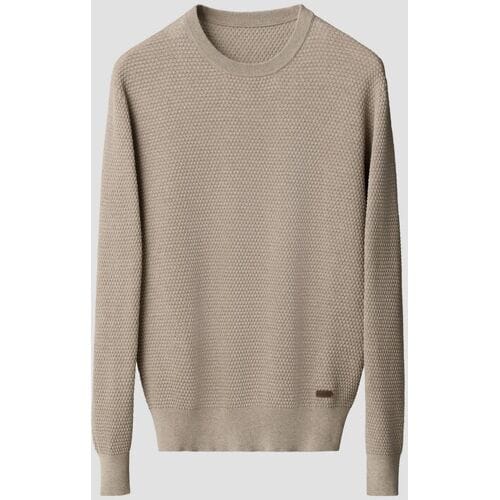 Eton Trui Luxury Egyption Organic Cotton Solid Color Texture Knit Beige / male
