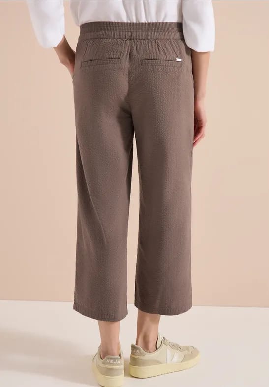 3/4 Wide Legs broek in seersucker kwaliteit