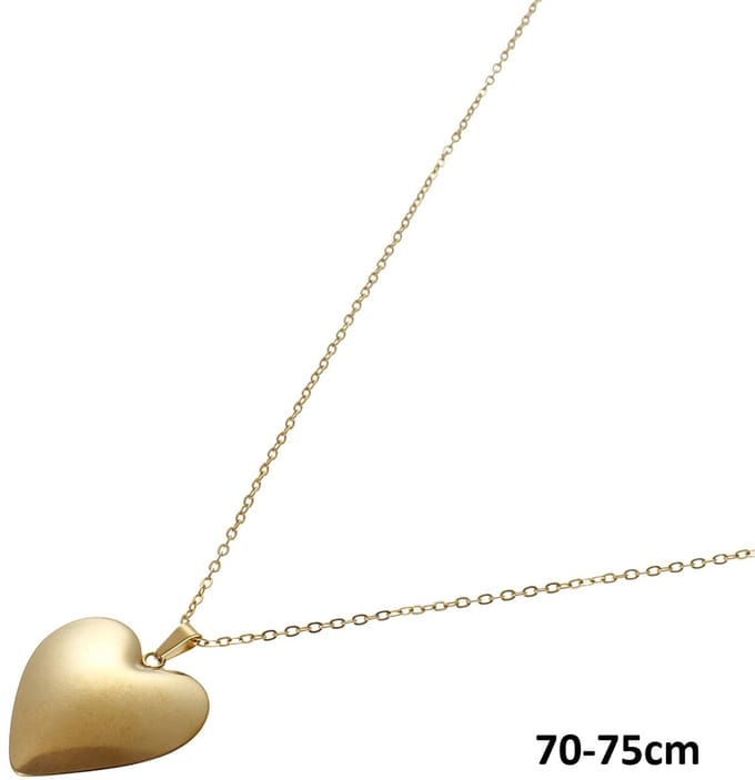 Ketting - RVS - hart - goudkleurig - 70-75 cm