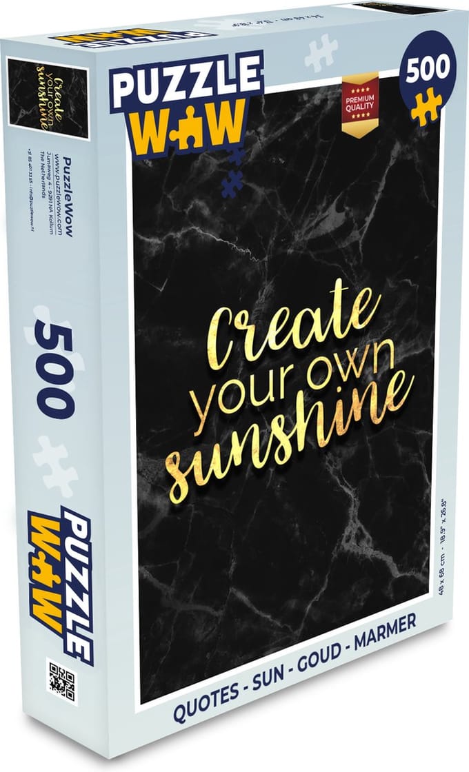 Puzzel Quotes - Sun - Goud - Marmer print - Legpuzzel - Puzzel 500 stukjes