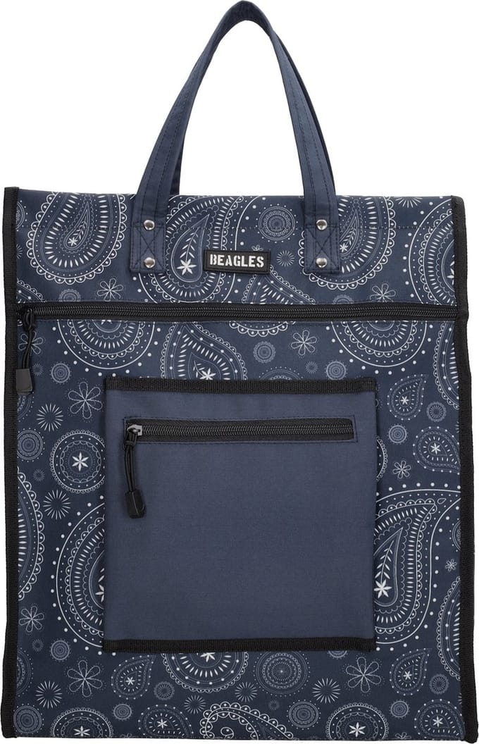 Beagles Shop & Go Boodschappentas - Blauw/wit paisley