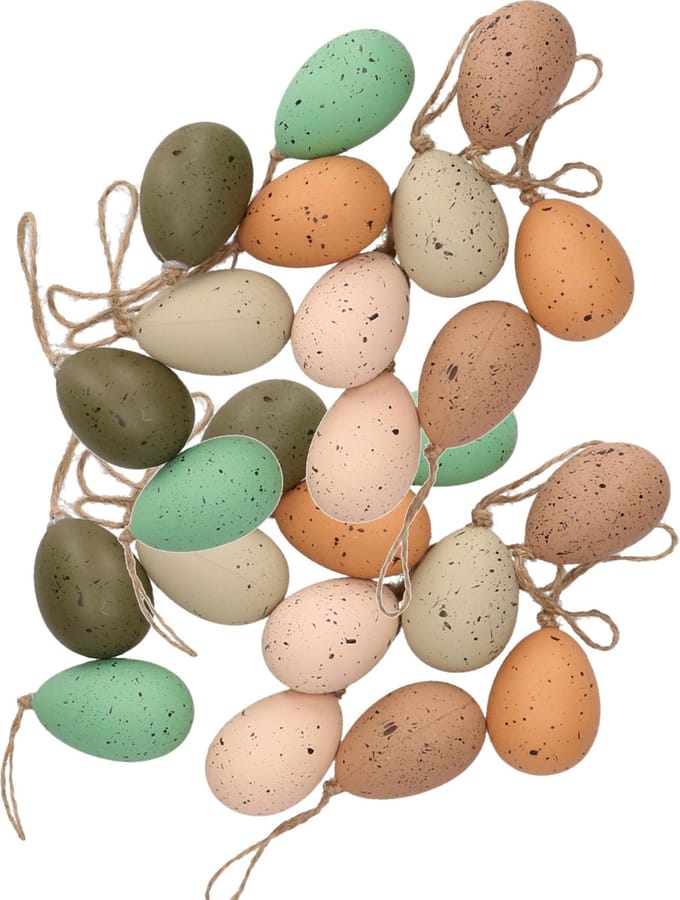 Decoris Paaseieren Hangend 36x stuks - 6 cm - kunststof - neutrale kleuren - paas versieringen