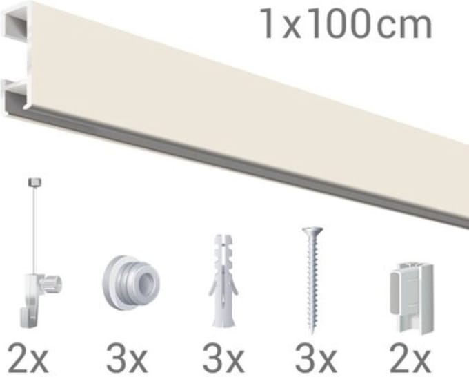 Click Rail / Ophangrail - Mat Wit - Complete Set 100 cm