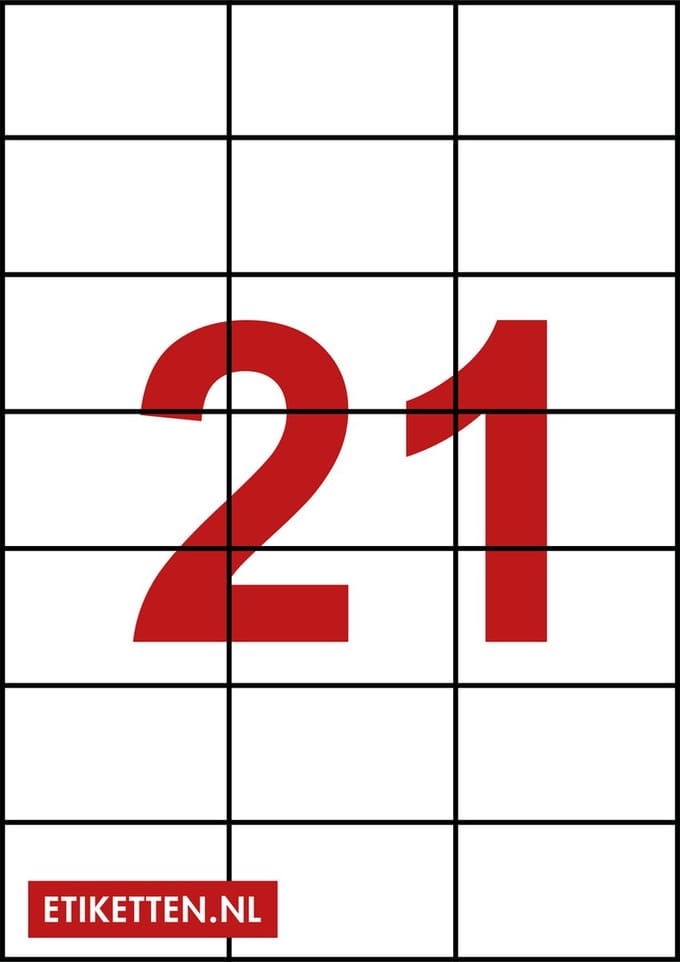 Master Etiketten - Etiketten op A4 Vel - 70 x 42 mm - 21 stickers per vel - 200 vel