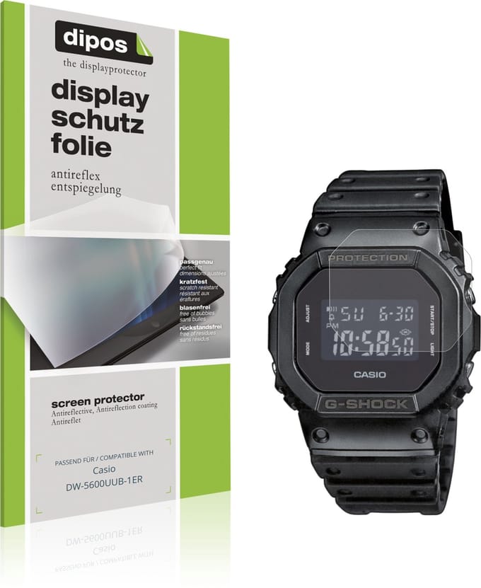 dipos – 6x Matte Beschermfolie geschikt voor Casio DW-5600UUB-1ER | Krasbestendige & antireflecterende Screenprotector Ultra-Thin