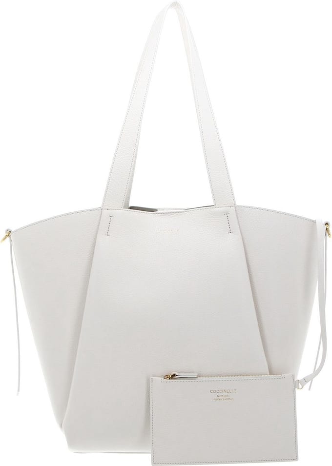 COCCINELLE Leren Shopper Boheme Handbag Grained Leather Coconut Milk Crème