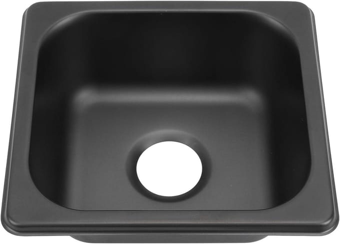 Zwarte Inbouw Spoelbak RVS voor Caravan, Camper en Boot - Compact Formaat