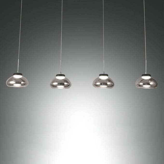 Fabas Luce Hanglamp Arabella 4-lamps in rij, rookgrijs