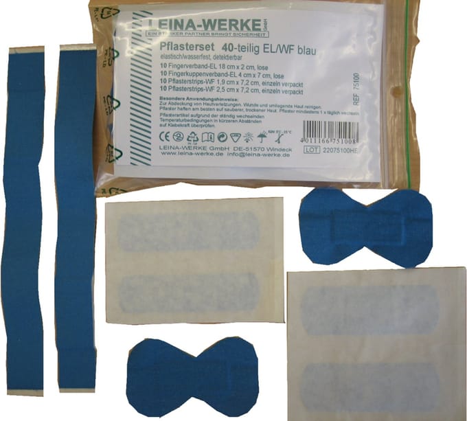 Elastisch/watervast pleisterset, 40-delig, blauw