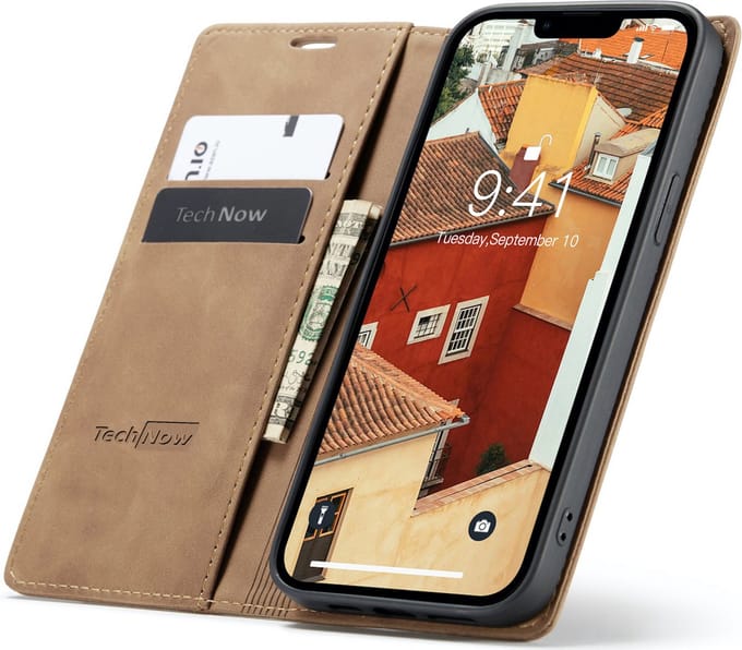 Hoesje geschikt voor iPhone 14 Plus - Book Case Leer Slimline Bruin