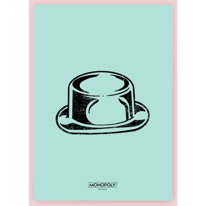 Monopoly Hat Letterpress Art Print - A4