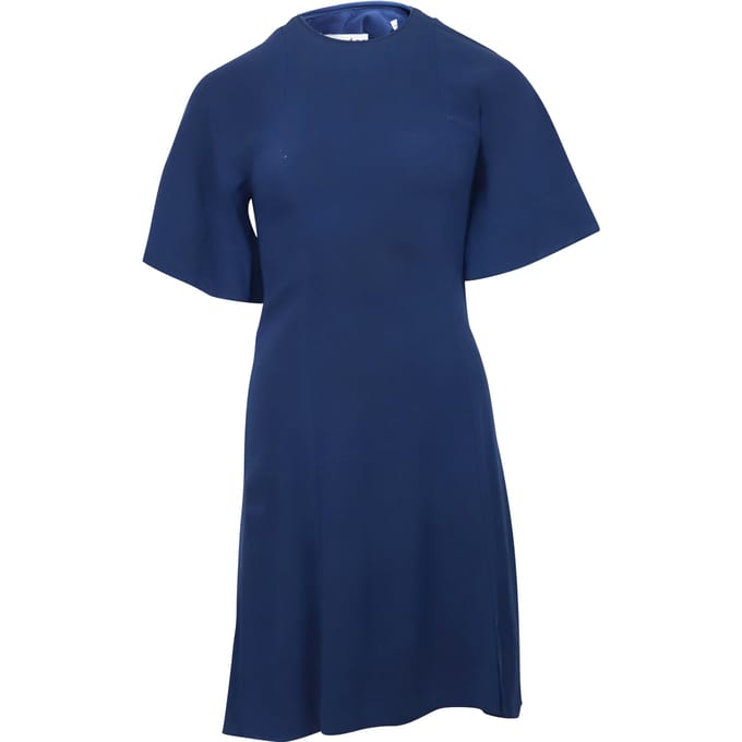 Sandro Yoko jurk van crêpe met plooien in blauw acetaat