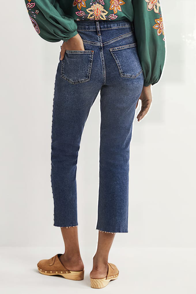 Boden Relaxed Straight Studded Jeans Den Maat: 18 | Straight Jeans Outlet | Dames