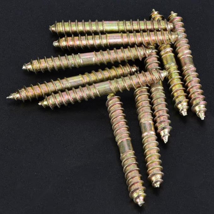 10 stuks 6*50mm deuvelschroef houtbewerking meubelverbinder dubbelzijdige schroef beige