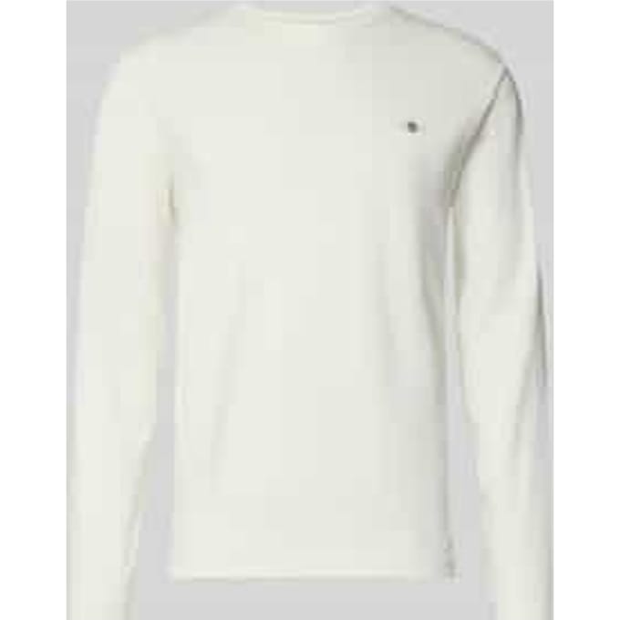 Gant T-Shirt Subtle Logo Embroidery Long Sleeve Round Neck Eggshell / male