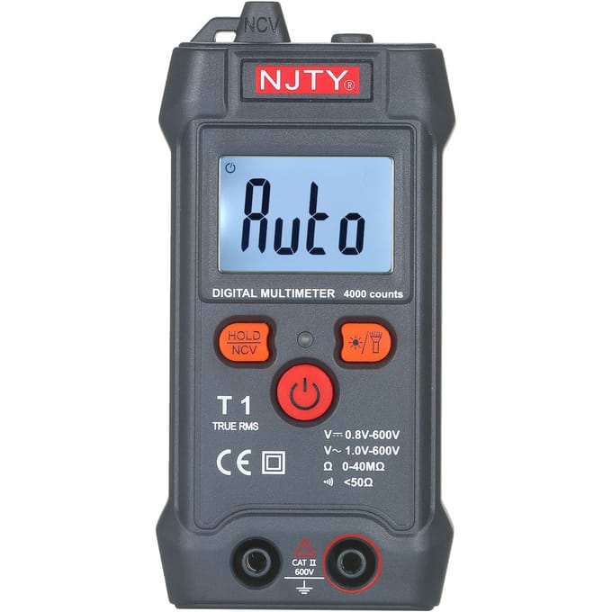 NJTY Palmformaat LCD digitale multimeter Auto Range NCV 4000 telt True RMS Smart Universal Tester zwart
