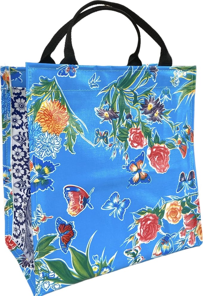 Atelier Du Baj Shopper van Mexicaans tafelzeil butterfly blue