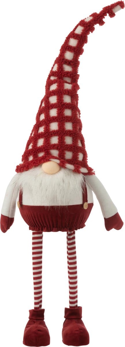 J-Line figuur Kabouter Geruite Hoed - textiel - rood/wit