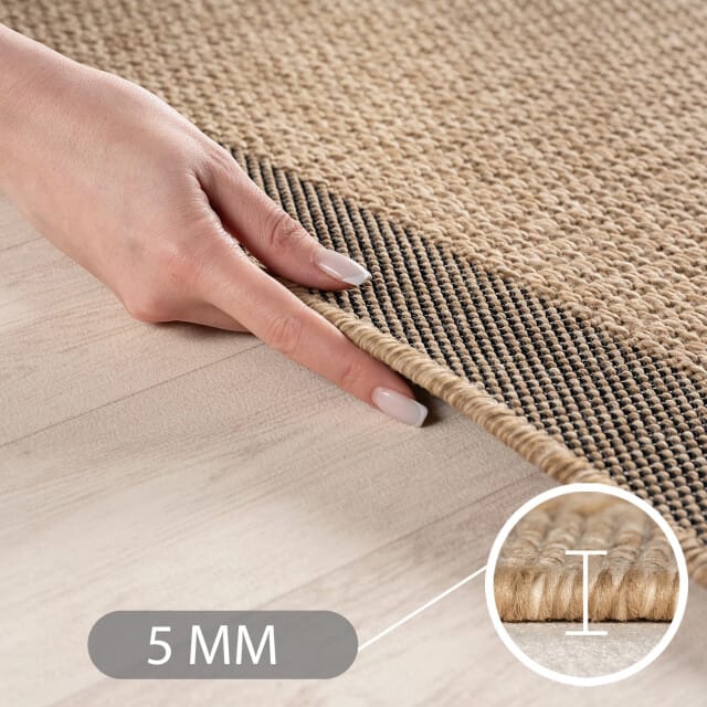 Muratap Timber solid buitenkleed – indoor & outdoor, jute-look vloerkleed,