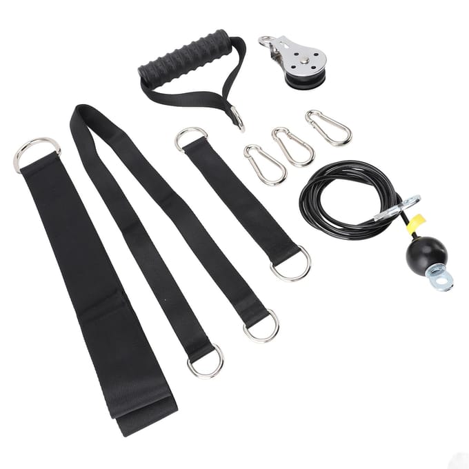 Pull Down Katrolsysteem 2m Staalkabel Triceps Pull Down Hulpstuk Thuisgym Katrolsysteem black