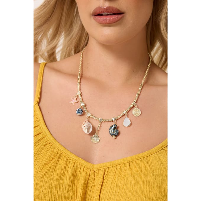 Yours Goudkleurige Opvallende Ketting Met Schelpvormige Bedelsize One Size