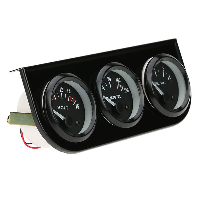 52 mm elektronische drievoudige meterkit oliedruk watertemperatuurmeter voltmeter 3 in 1 autometer zwart