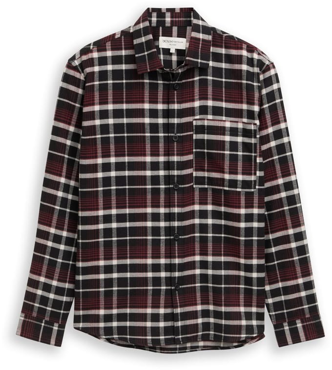 Tom Tailor Denim - Relaxed fit overhemd met ruitjesmotief - Maat M - black red white check