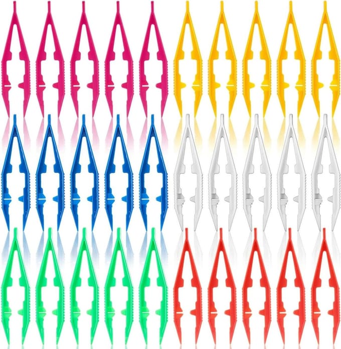 Plastic Tweezer Set - Hobby Tangen - Knutselen met Kralen - Knurled Tip - 10.5 cm - Multicolor