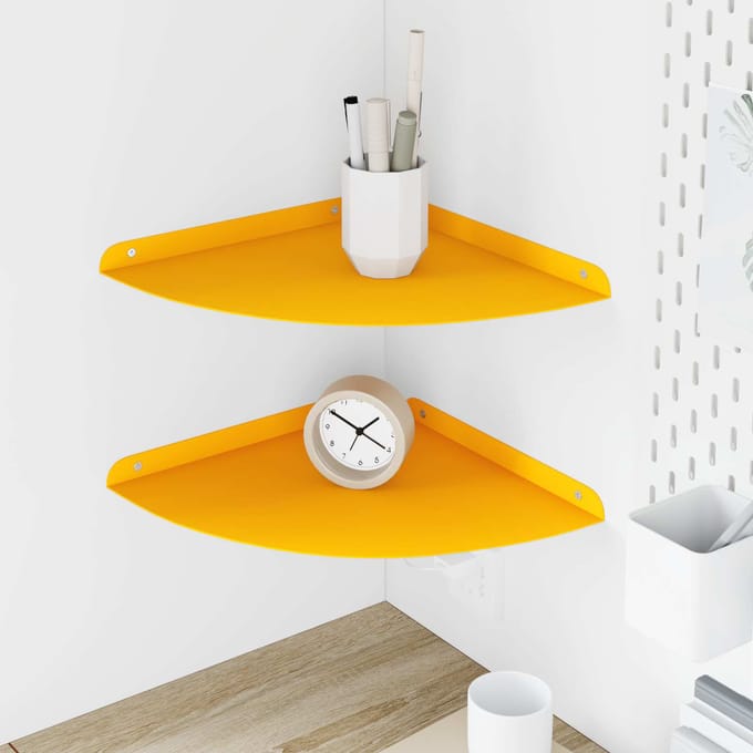 vidaXL - Hoek - Plank - 2 - st - Mosterdgeel - 30 - x - 30 - x - 2 - cm