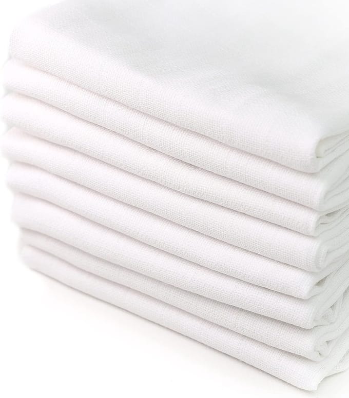 8 Witte Mulsdoeken 60x80 cm - Absorberende en Zachte Spuugdoeken voor Baby's