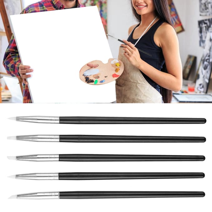 Lot de 5 outils de sculpture en silicone pour poterie et argile beige